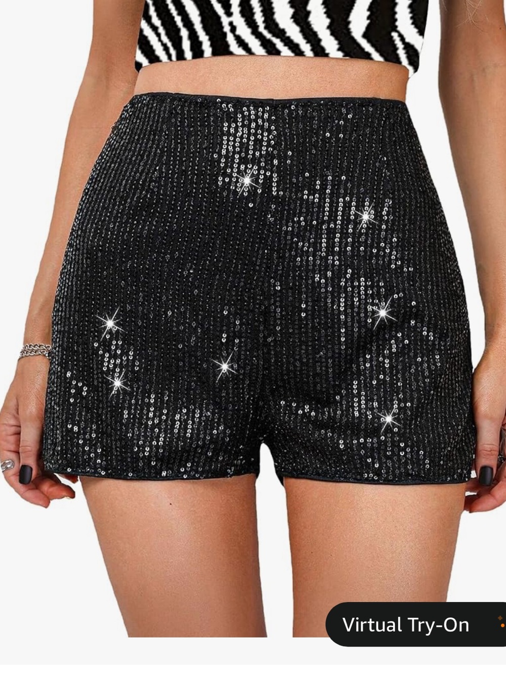 Sequin High-Waist Black Women's Shorts